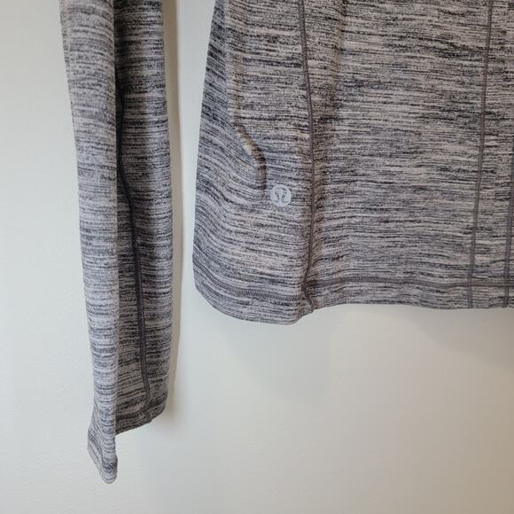 Lululemon Gray Heathered Striped Long Sleeve Shirt Size 6 - Picture 3 of 6